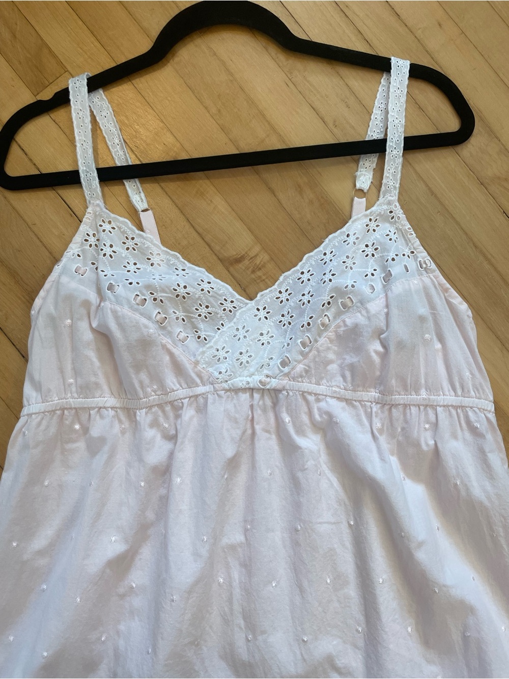 CHARTER CLUB Vintage Cotton Swiss Dot Eyelet Baby Doll Nightgown Slip Pink - Picture 2 of 12